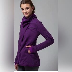 Ivivva Lululemon Big Business Wrap Girls Jacket Deep Violet Fleece Lined Sz 12 Y